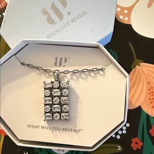 Crystal Rectangle Pendant Necklace in Silver by Necklace Reveal